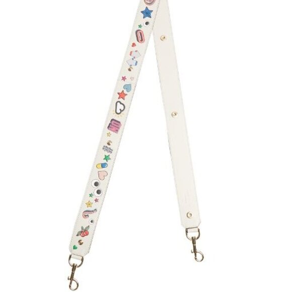 Anya Hindmarch White All Over Wink Stickers Embossed Leather Bag Strap - Picture 8 of 11